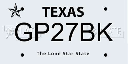 GP27BK Texas License Plate