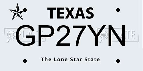 GP27YN Texas License Plate
