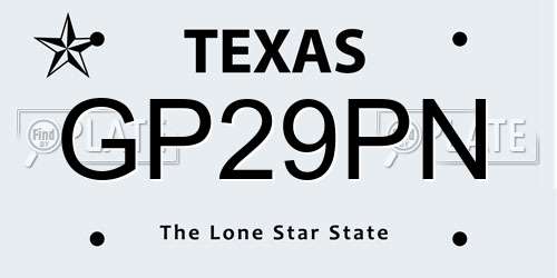GP29PN Texas License Plate