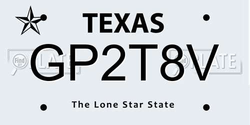 GP2T8V Texas License Plate