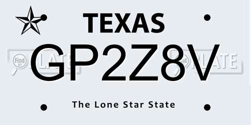 GP2Z8V Texas License Plate