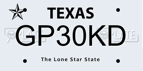GP30KD Texas License Plate