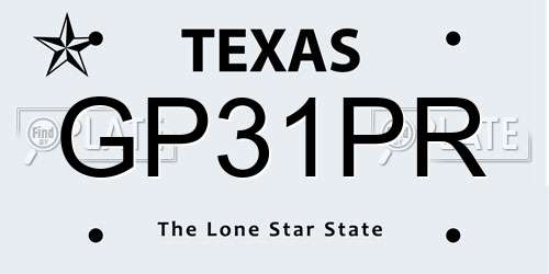 GP31PR Texas License Plate