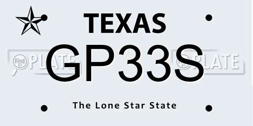 GP33S Texas License Plate