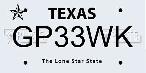 GP33WK Texas License Plate
