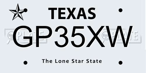 GP35XW Texas License Plate