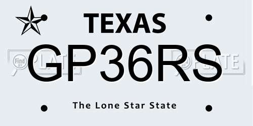 GP36RS Texas License Plate