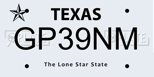 GP39NM Texas License Plate