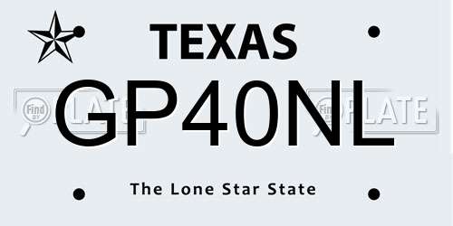 GP40NL Texas License Plate