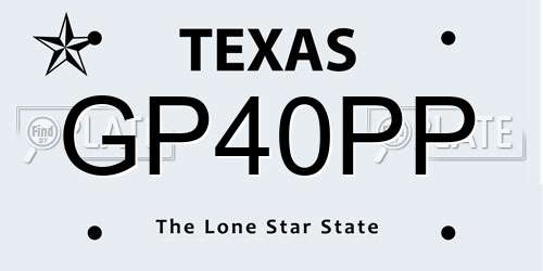 GP40PP Texas License Plate