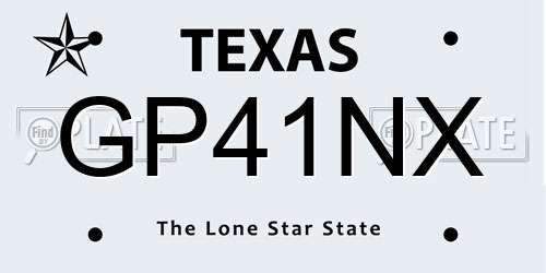 GP41NX Texas License Plate