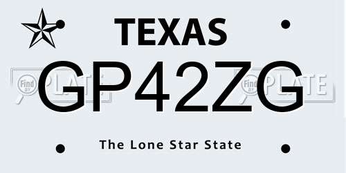 GP42ZG Texas License Plate