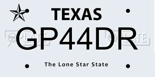 GP44DR Texas License Plate