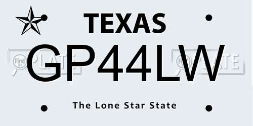 GP44LW Texas License Plate