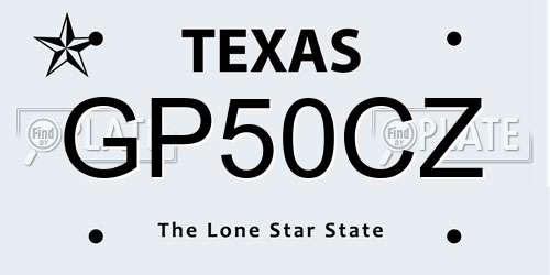 GP50CZ Texas License Plate