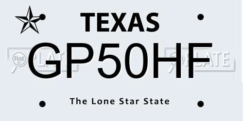 GP50HF Texas License Plate