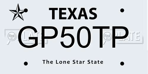 GP50TP Texas License Plate