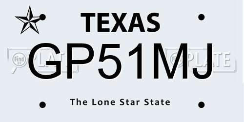 GP51MJ Texas License Plate