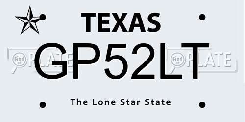 GP52LT Texas License Plate