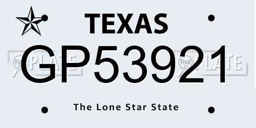 GP53921 Texas License Plate