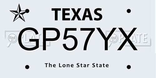 GP57YX Texas License Plate