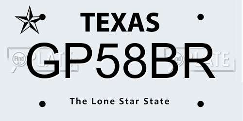 GP58BR Texas License Plate