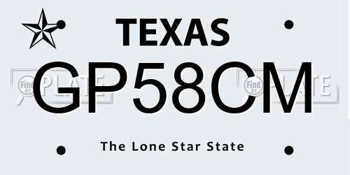 GP58CM Texas License Plate