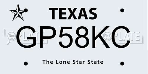 GP58KC Texas License Plate