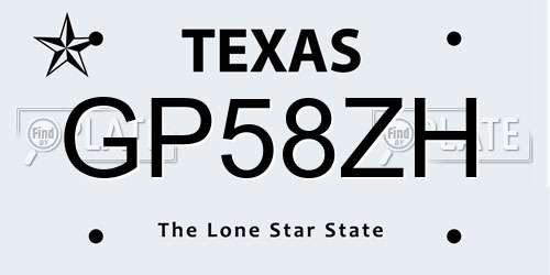GP58ZH Texas License Plate