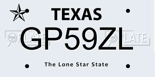 GP59ZL Texas License Plate