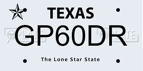 GP60DR Texas License Plate