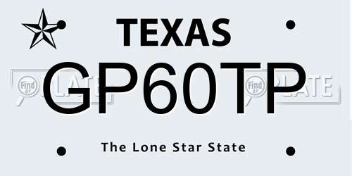 GP60TP Texas License Plate