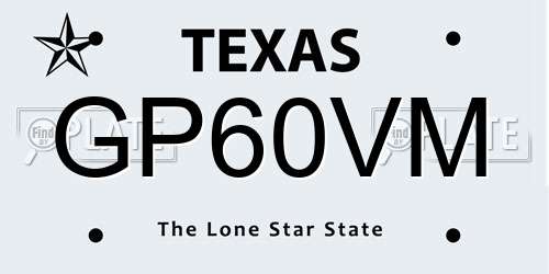 GP60VM Texas License Plate
