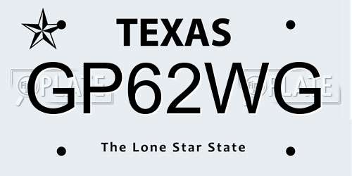GP62WG Texas License Plate