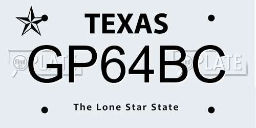GP64BC Texas License Plate