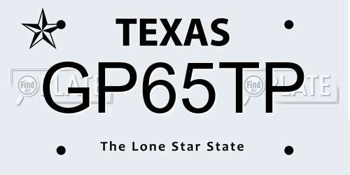 GP65TP Texas License Plate