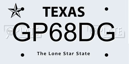 GP68DG Texas License Plate
