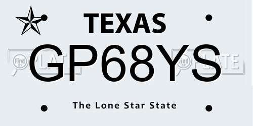 GP68YS Texas License Plate