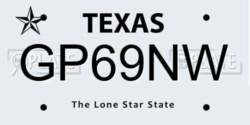 GP69NW Texas License Plate