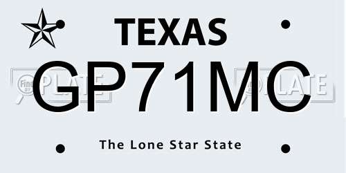 GP71MC Texas License Plate