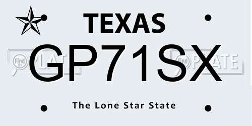 GP71SX Texas License Plate