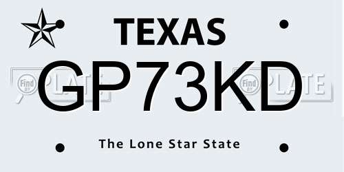 GP73KD Texas License Plate