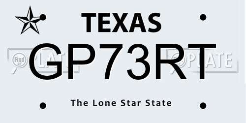 GP73RT Texas License Plate