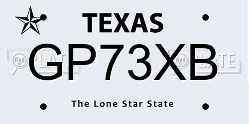 GP73XB Texas License Plate