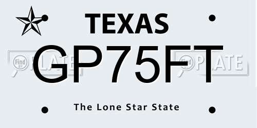GP75FT Texas License Plate