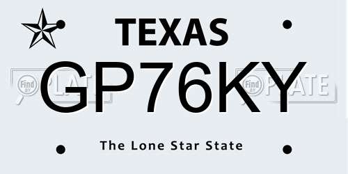 GP76KY Texas License Plate