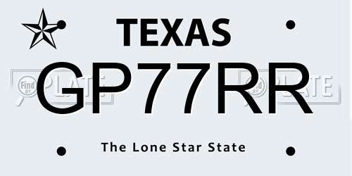 GP77RR Texas License Plate