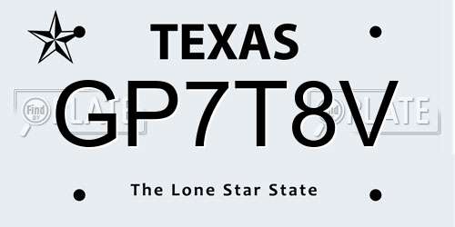 GP7T8V Texas License Plate