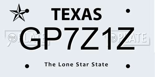 GP7Z1Z Texas License Plate