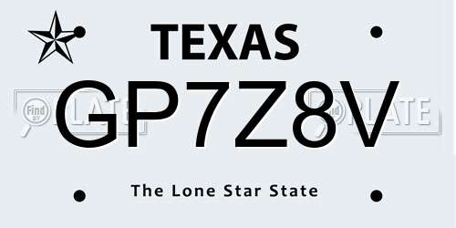 GP7Z8V Texas License Plate